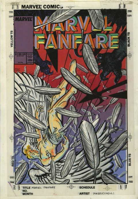 Marvel Fanfare issue 40 cover color guide by David Mazzucchelli.  Source.