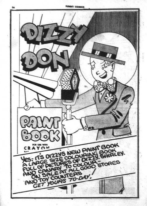 Ad for Dizzy Don Paint Book from The Funny Comics No. 19
