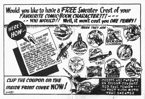 Centrespread ad in Triumph Comics No. 13 for the sweater crests