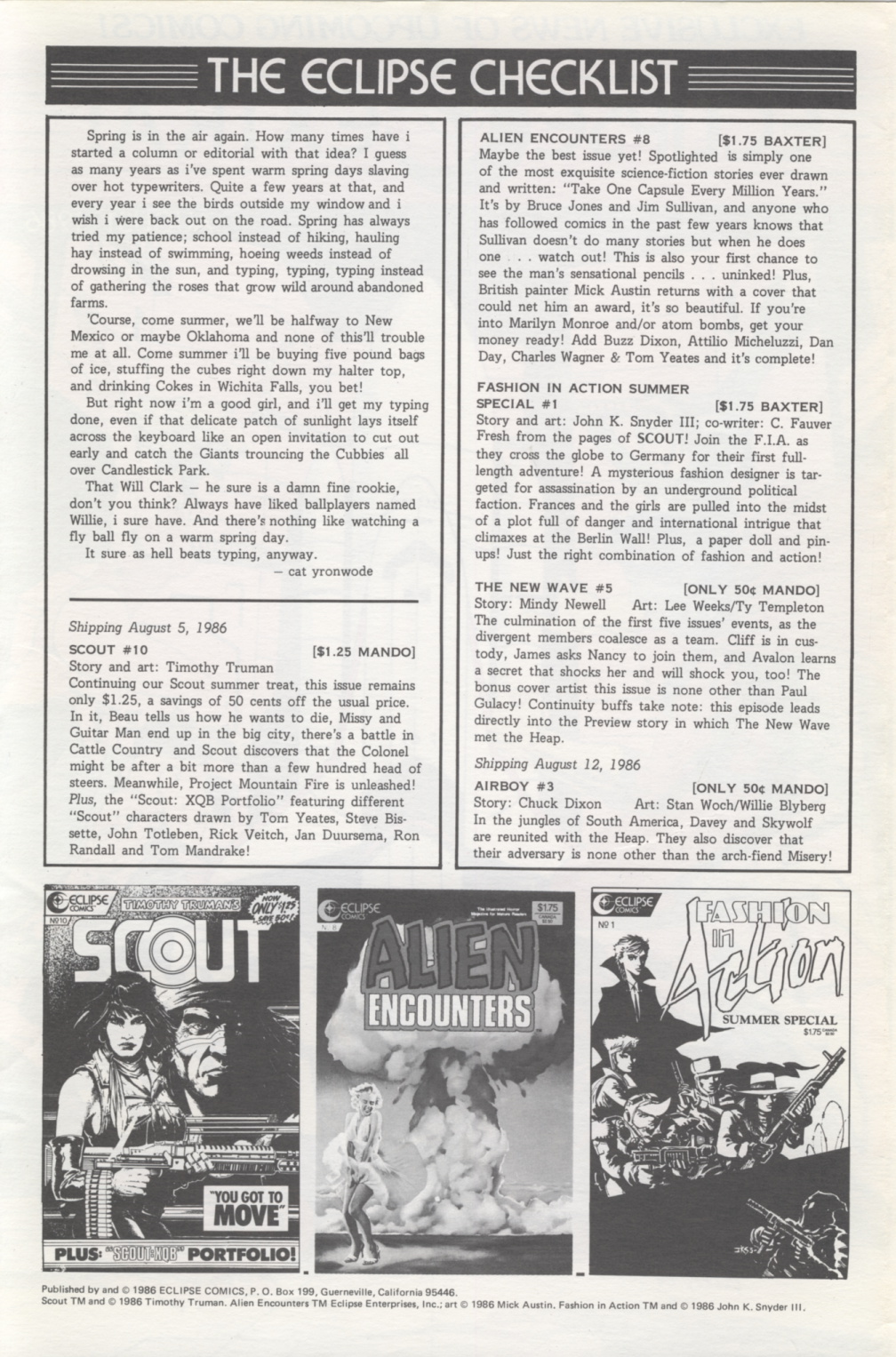 Time Capsule: Eclipse Extra! No. 20, August 1986 • Comic Book Daily